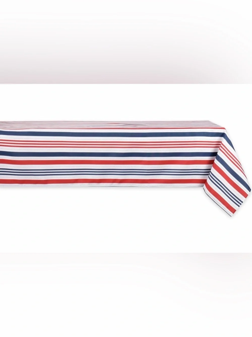 DII Patriotic Stripes Tablecloth, Stain Resistant & Waterproof, 60x84, LIKE NEW